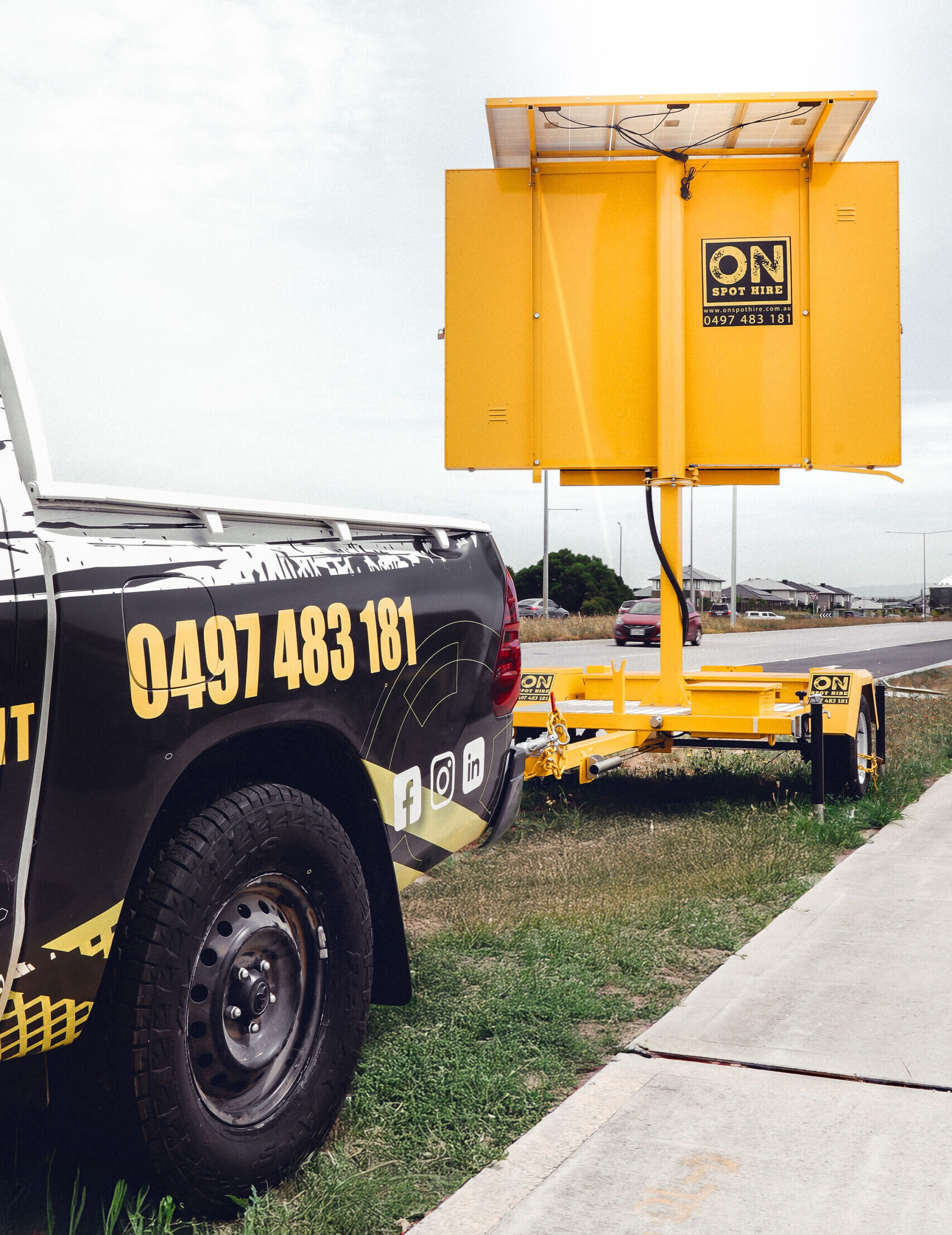 On Spot Hire signage in operation at a Melbourne site